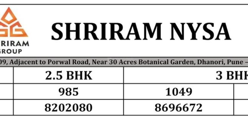 Shriram Nysa 2,3 BHK Flats sale in Dhanori